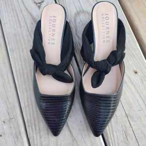 NEW Journee Collection Women's Black Melora Size 6.5 Slip On Pointed Mules Flats